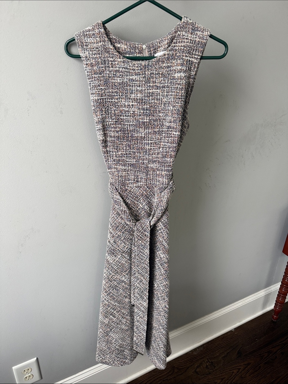 Calvin Klein Sleeveless Tie-Waist Midi Dress - Gray Mix